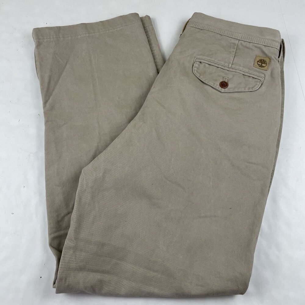 Timberland Khaki Chino Pants Men’s Sz 32x34* Flat Front Cotton Straight Leg